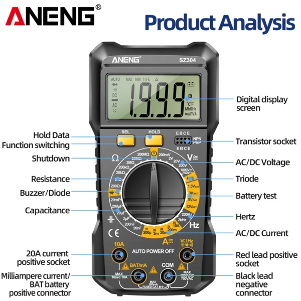 ANENG SZ304 Multifunction Digital Multimeter