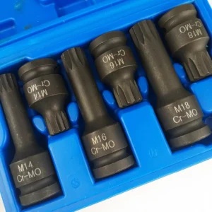 6pcs M14-M18 Socket Wrench 1/2" To Torx 12 Point Impact Socket Bits Set Cr-Mo M Type Adapter For Auto Bicycle Repair Hand Tools